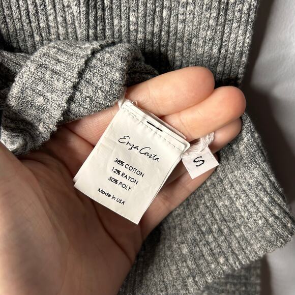 Enza Costa Ribbed Crewneck Tee Shirt Short Sleeve Women's Small Gray Minimalist - Picture 6 of 10